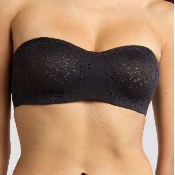 Chantelle Lingerie Norah Lace Trim Bandeau Bra, Black, Size 38G, NWT - Picture 3 of 14